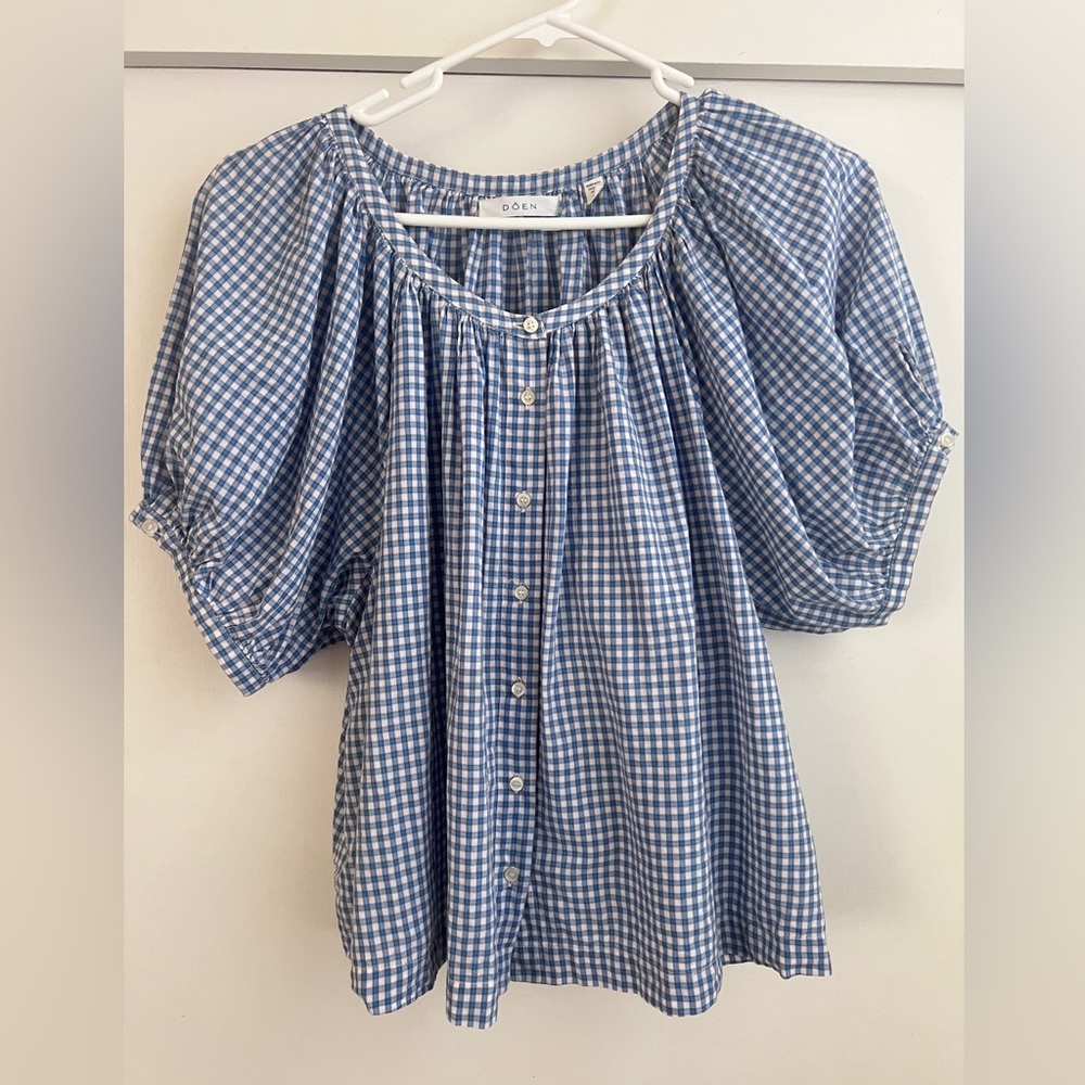 Used Doen June blue gingham top